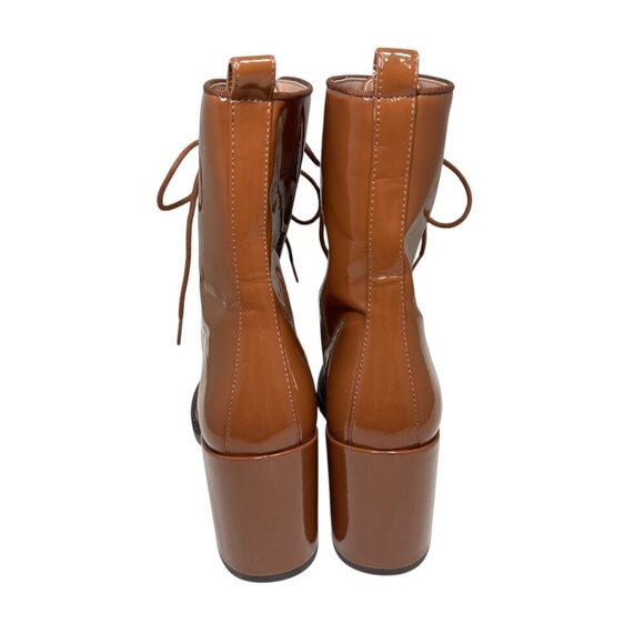 Stuart Weitzman-Cassey Bootie Cappuccino patent Leather Lace up size 5.5 NEW - Picture 4 of 5